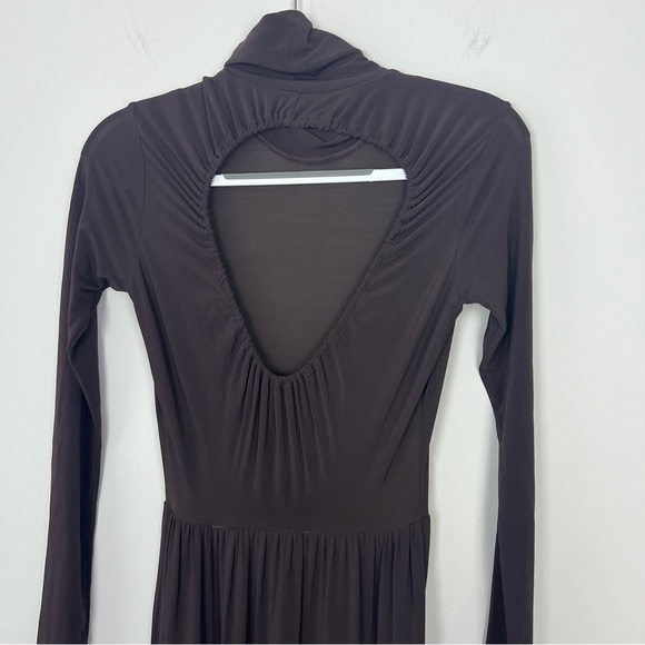 A.L.C. Corinna Turtleneck Tiered Maxi Dress Open Back Chocolate Brown - Picture 8 of 11